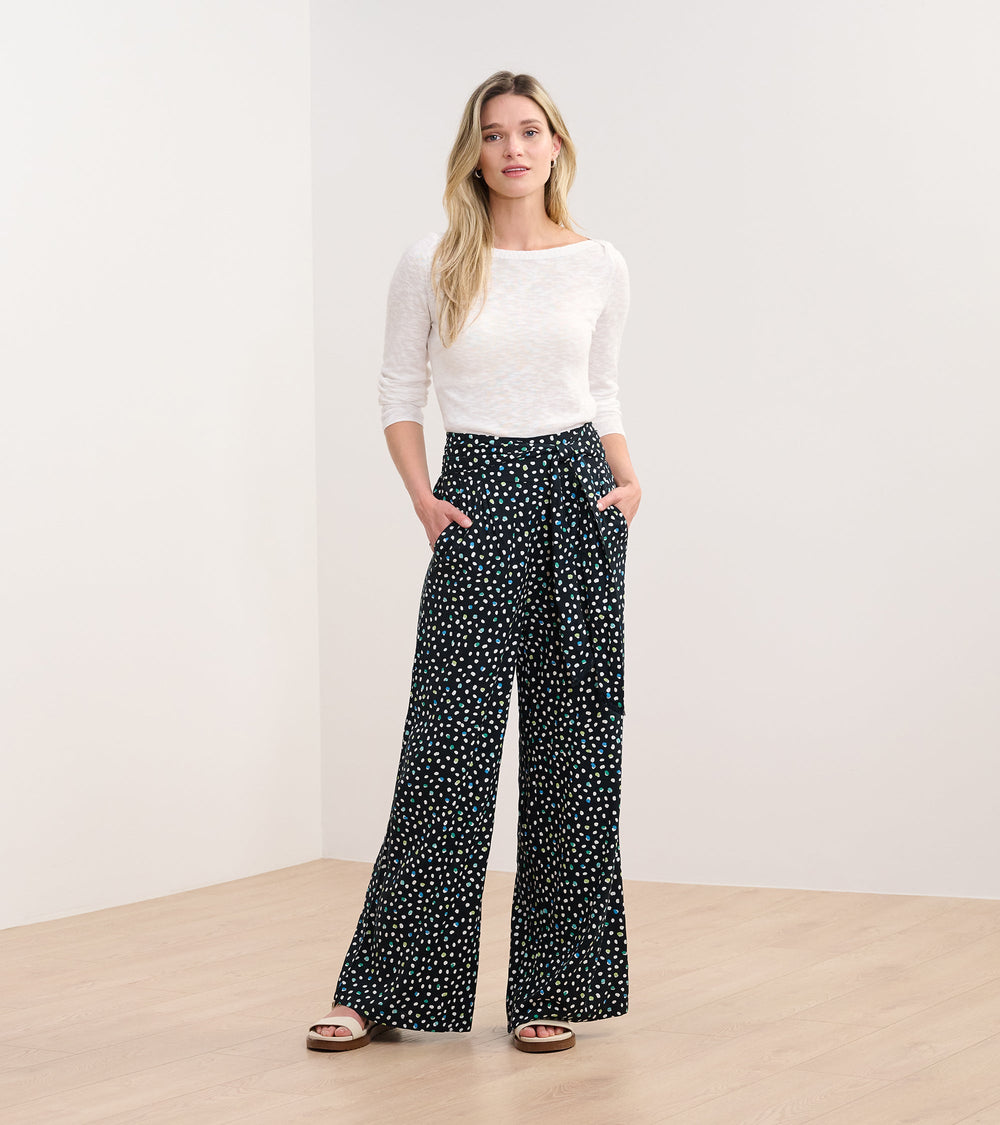 Hatley Belted Wide Leg Pants - Multi Dots