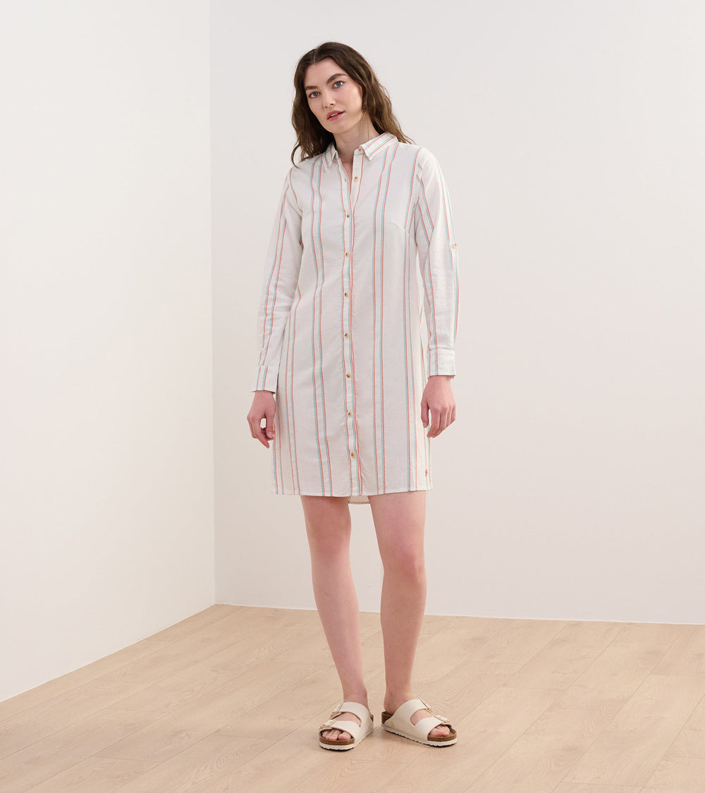 Hatley Cara Shirt Dress - Peach Chain Stripes