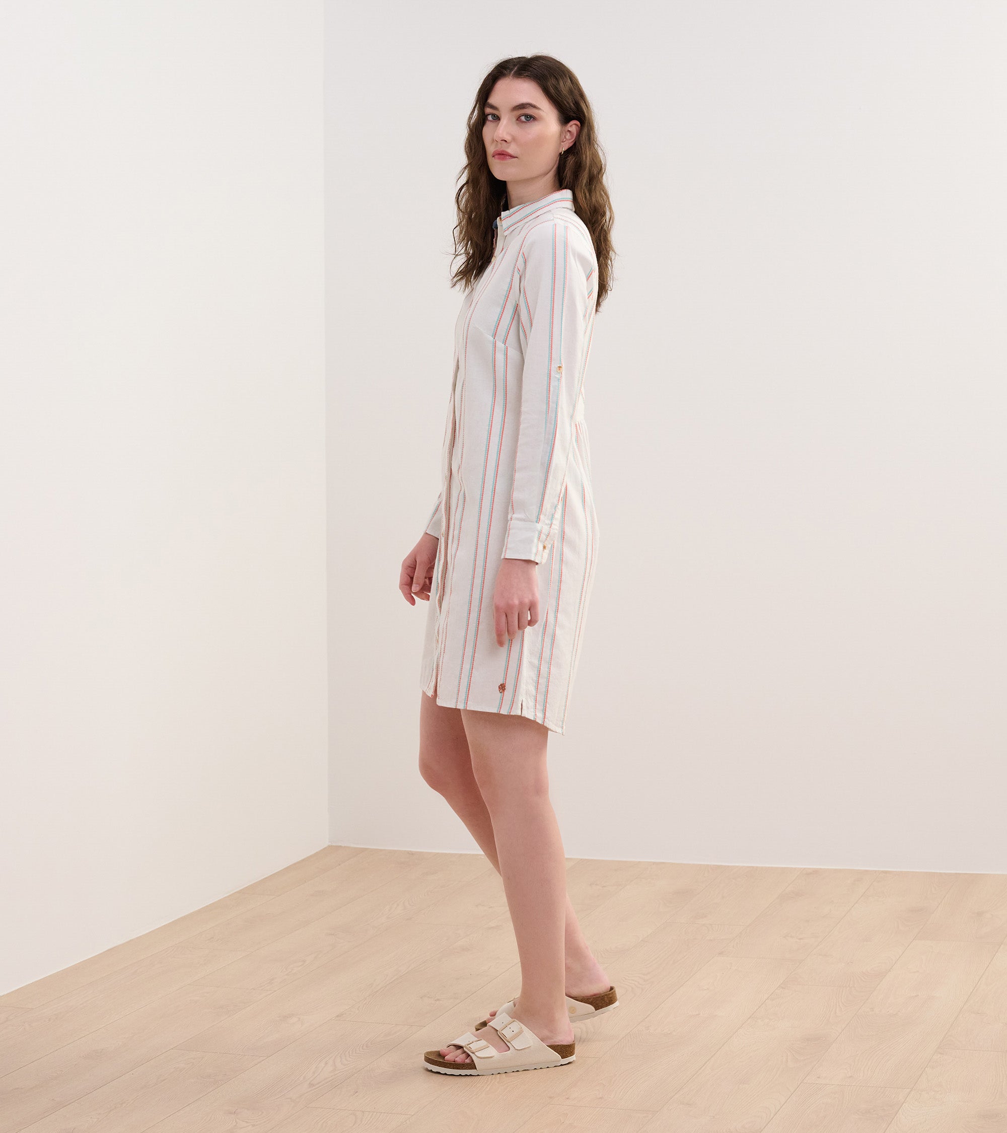 Hatley Cara Shirt Dress - Peach Chain Stripes