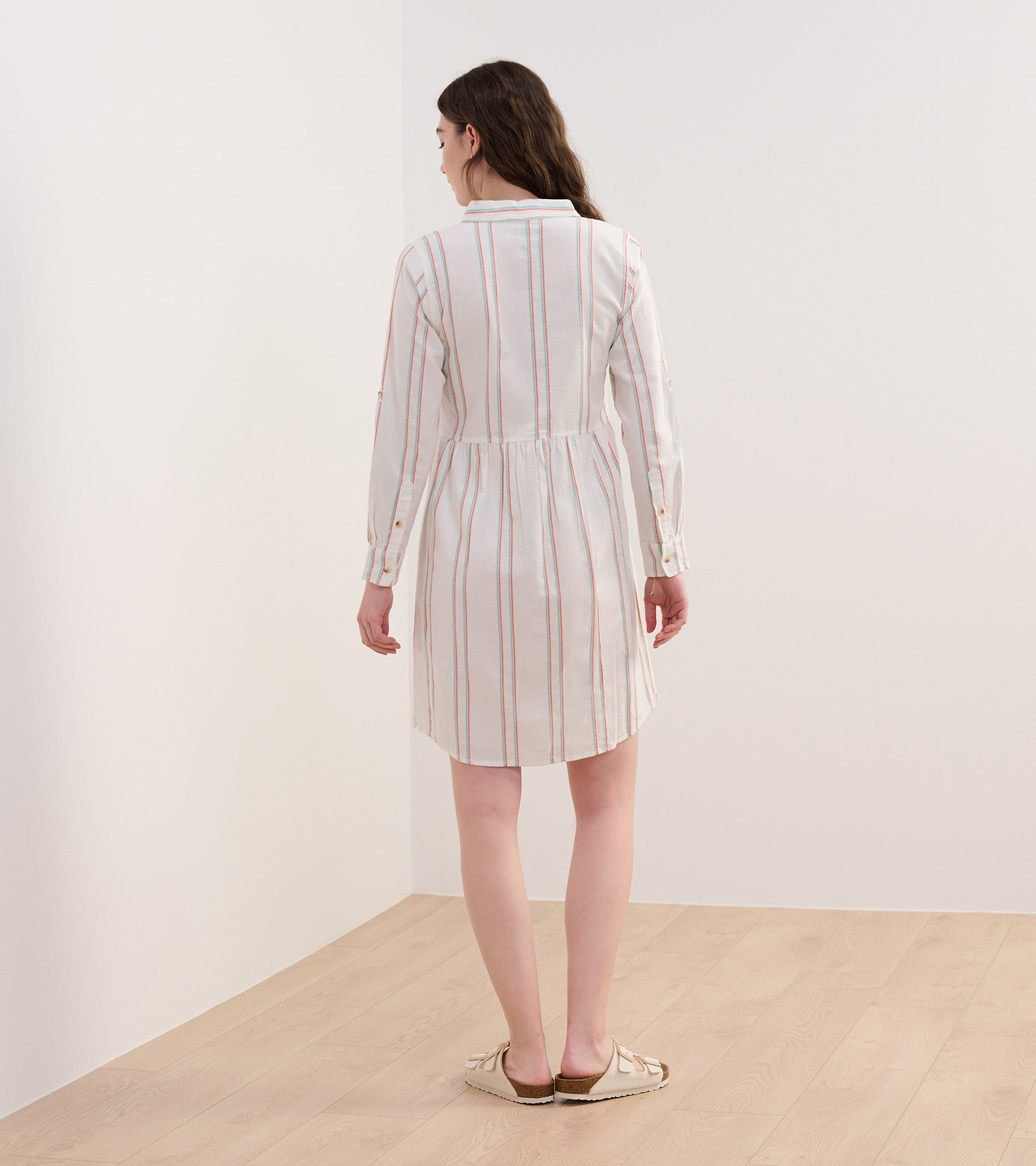 Hatley Cara Shirt Dress - Peach Chain Stripes