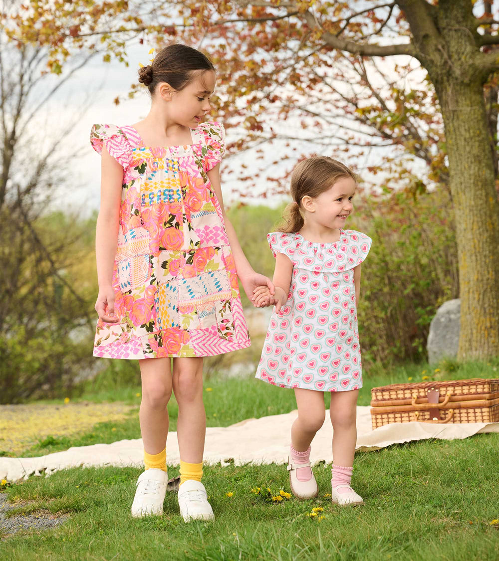 Hatley Girls Floral Patchwork Flutter Puff Dress