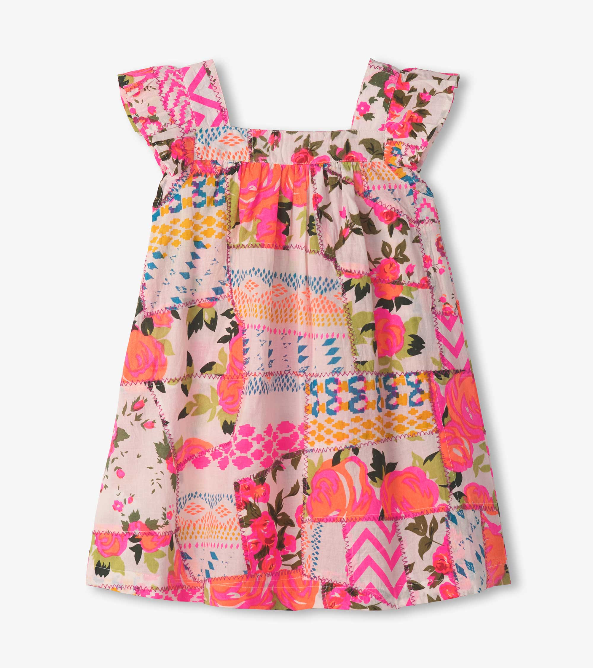 Hatley Girls Floral Patchwork Flutter Puff Dress