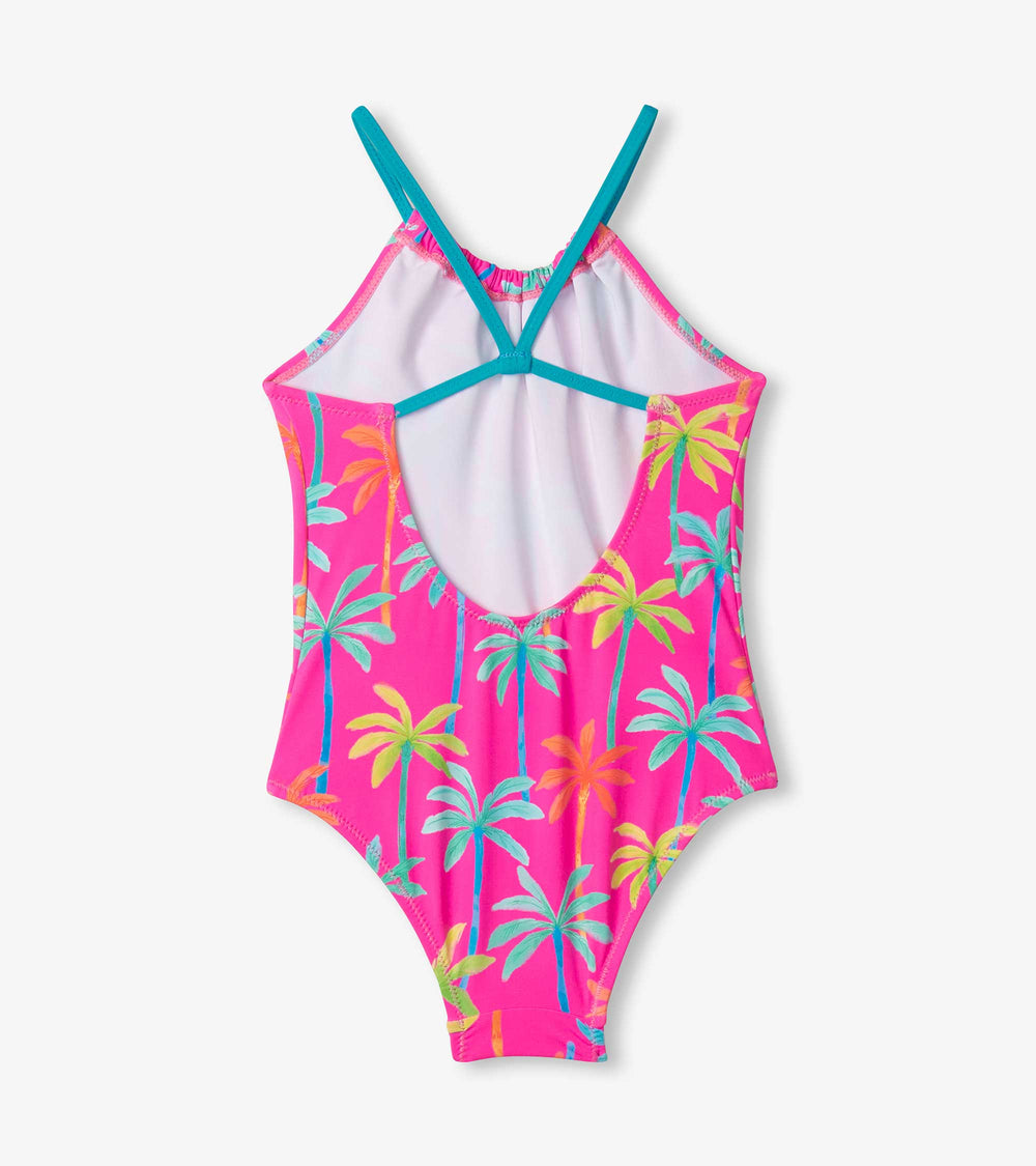 Hatley Girls Printed Palms Gather Front Swimsuit