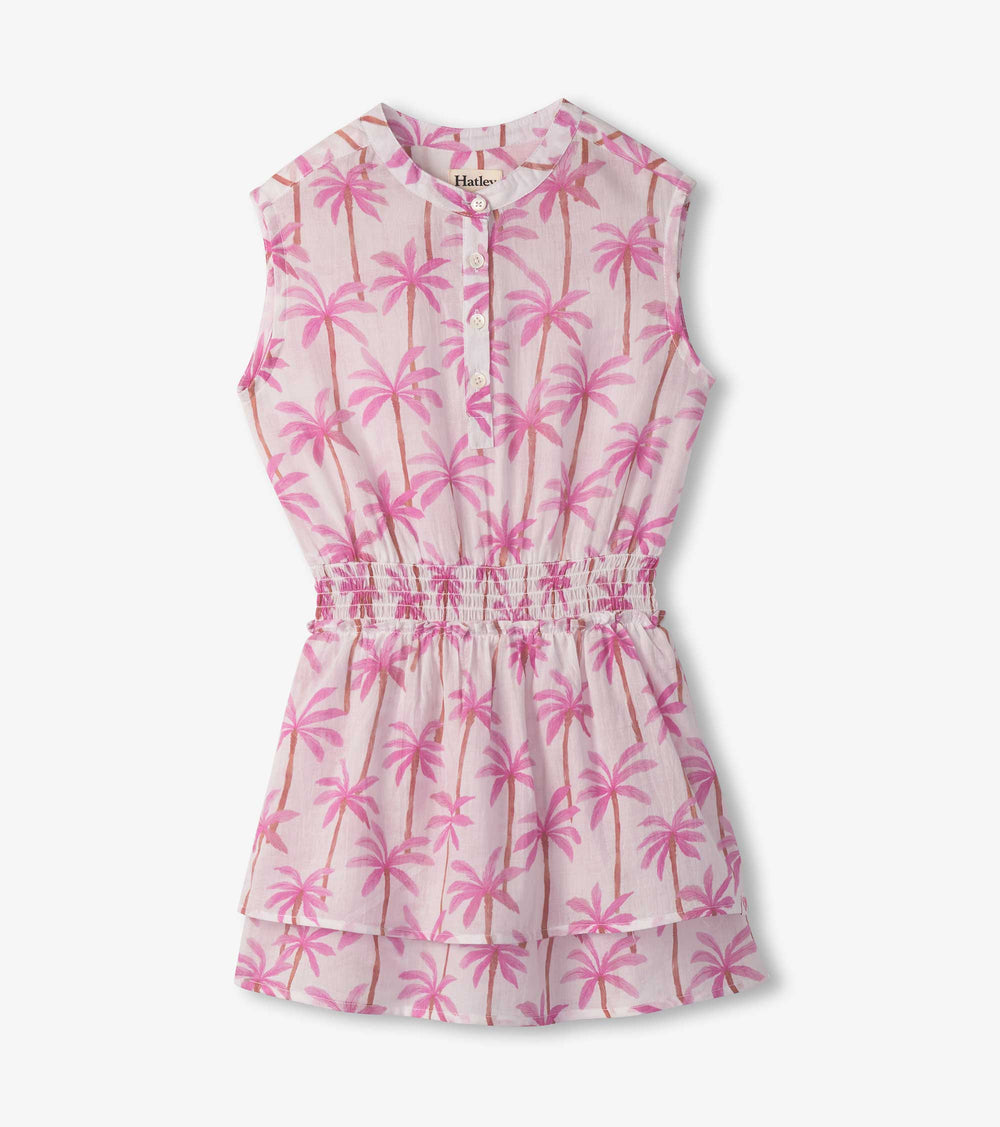 Hatley Girls Palm Trees Smocked Waist Dress