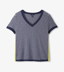 Hatley V-Neck Knit Tee - Patriot Blue Stripes