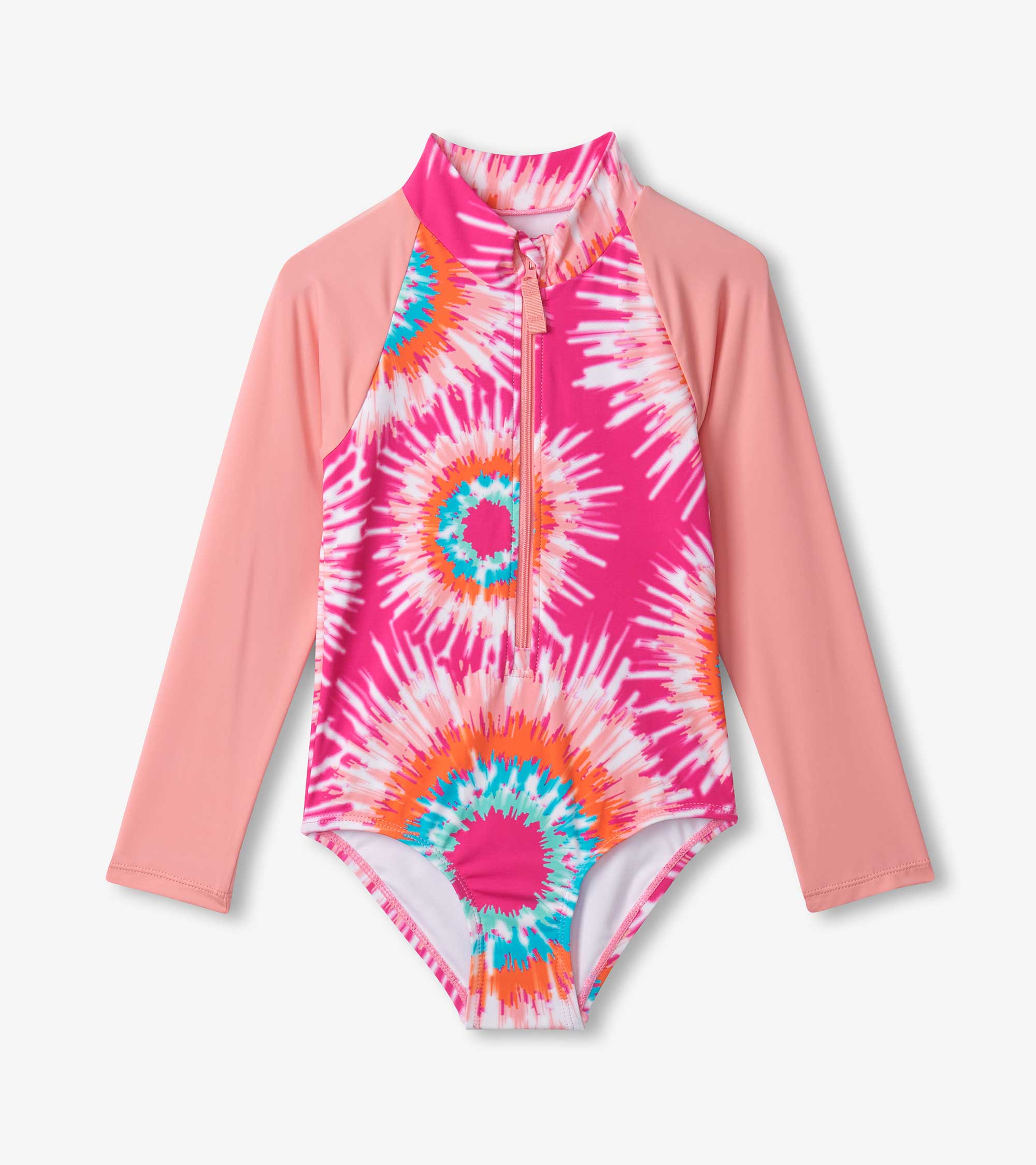 Hatley Girls Sunburst Tie Dye Long Sleeve Rashguard Swimsuit