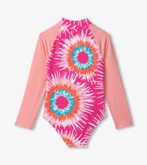 Hatley Girls Sunburst Tie Dye Long Sleeve Rashguard Swimsuit