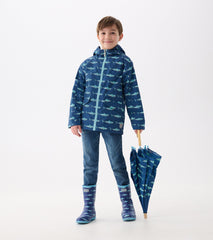 Hatley Boys Shark Tank Zip-Up Lightweight Rain Jacket