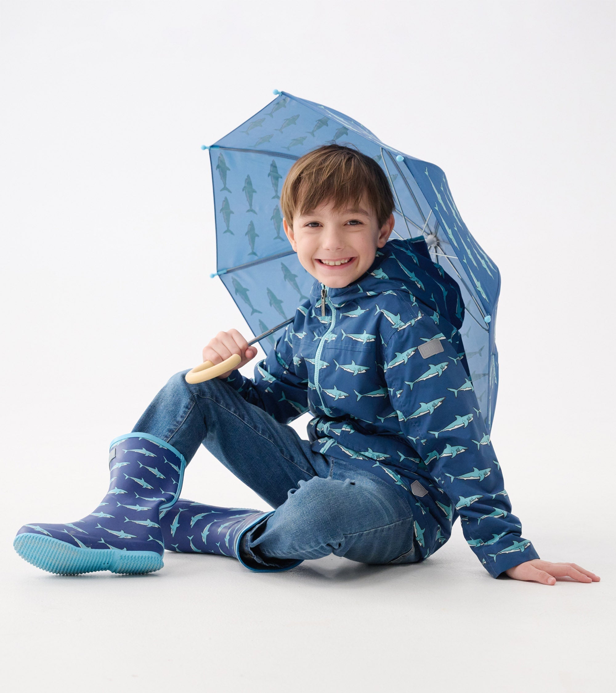 Hatley Boys Shark Tank Zip-Up Lightweight Rain Jacket