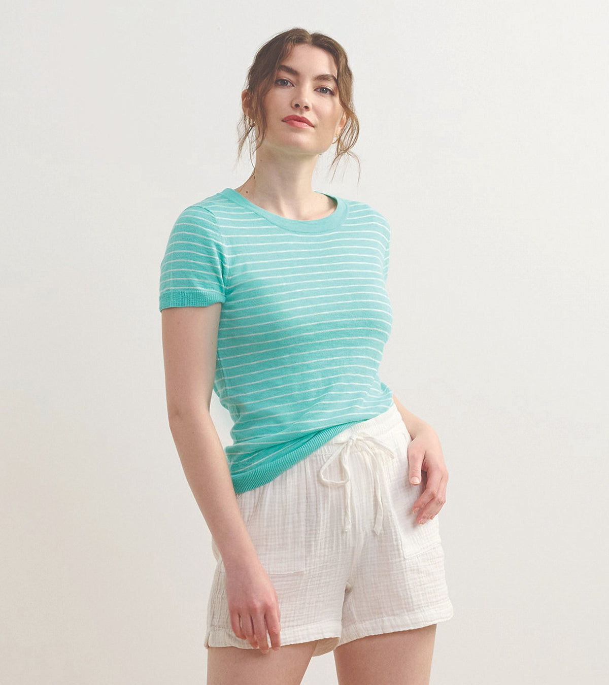 Hatley Simone Knit Tee - Teal Stripes