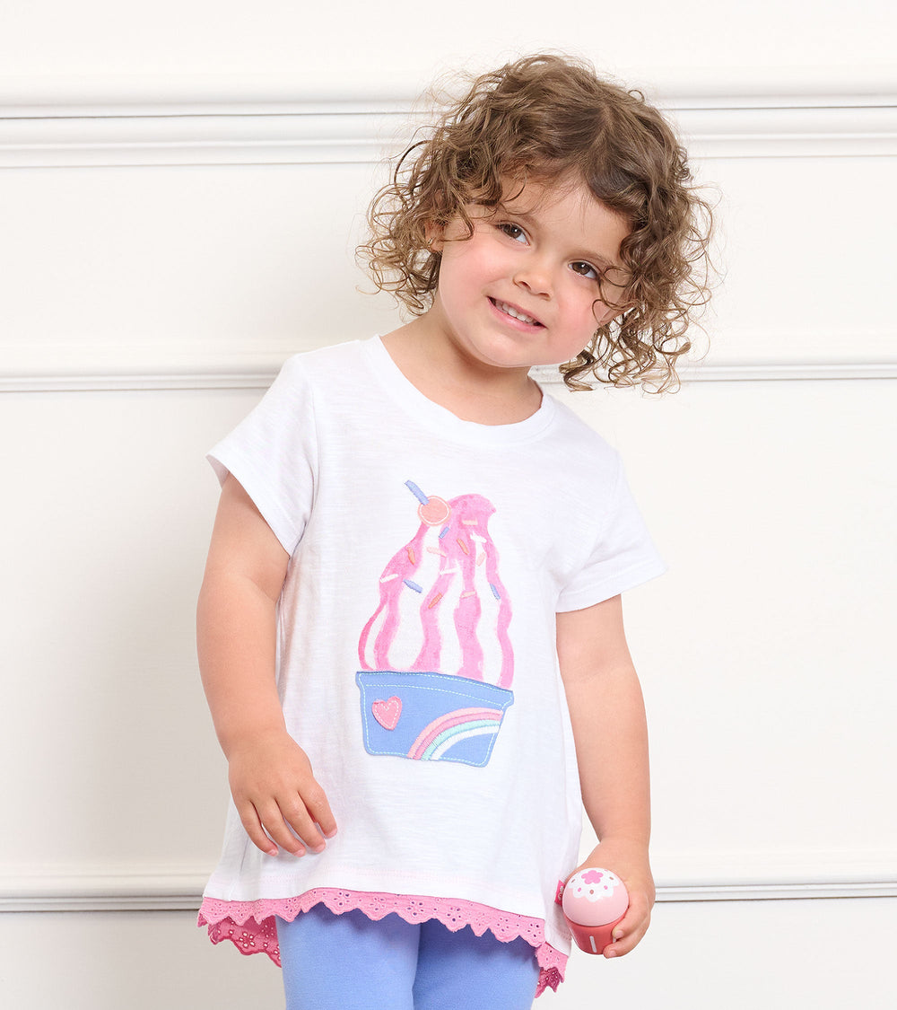 Hatley Baby & Toddler Girls Ice Cream Sundae Eyelet Trim T-Shirt