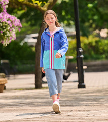 Hatley Girls Blue Colorblock Jersey-Lined Rain Jacket