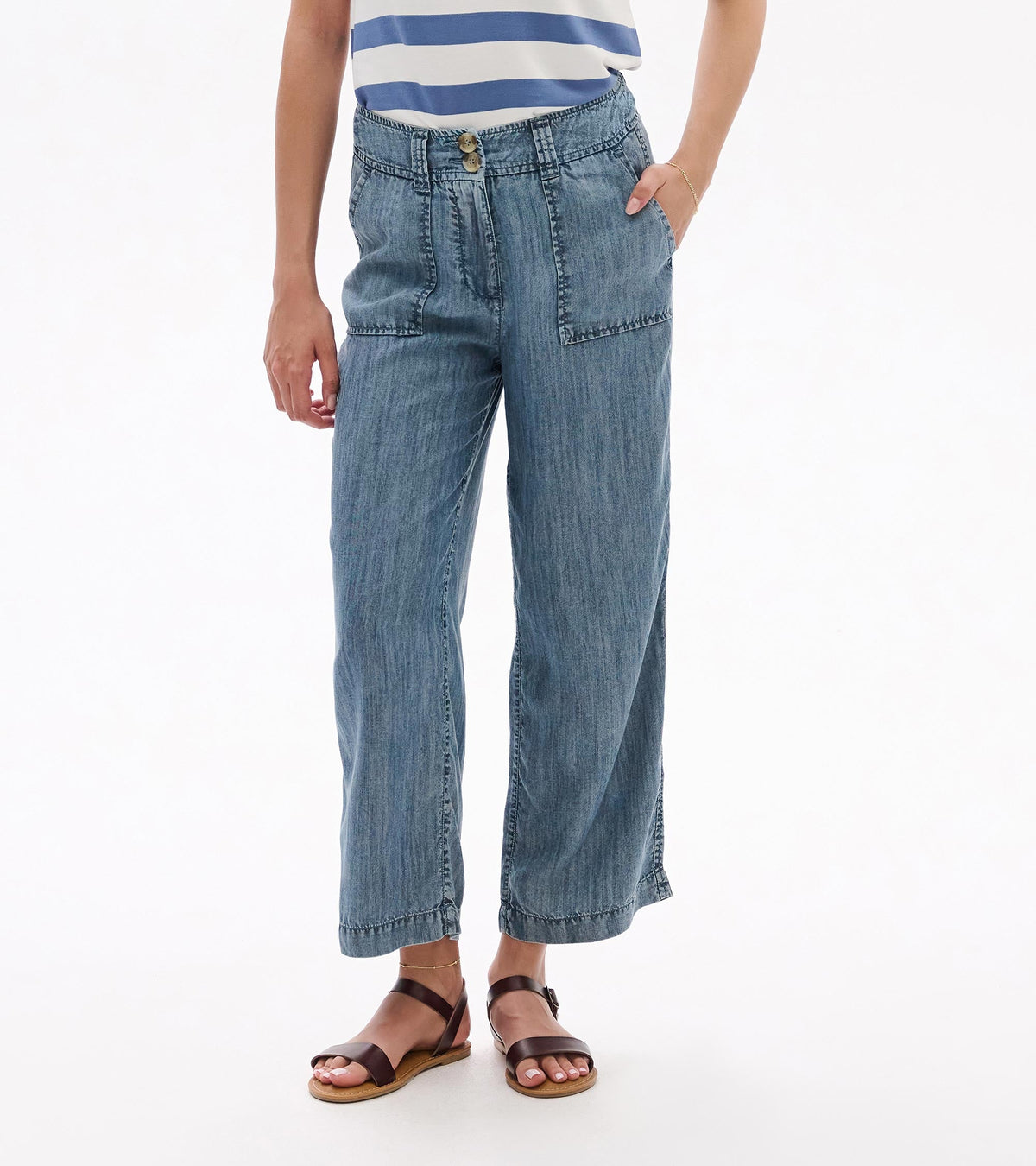 Hatley Sophie Wide Leg Pants - Blue Acid Rinse