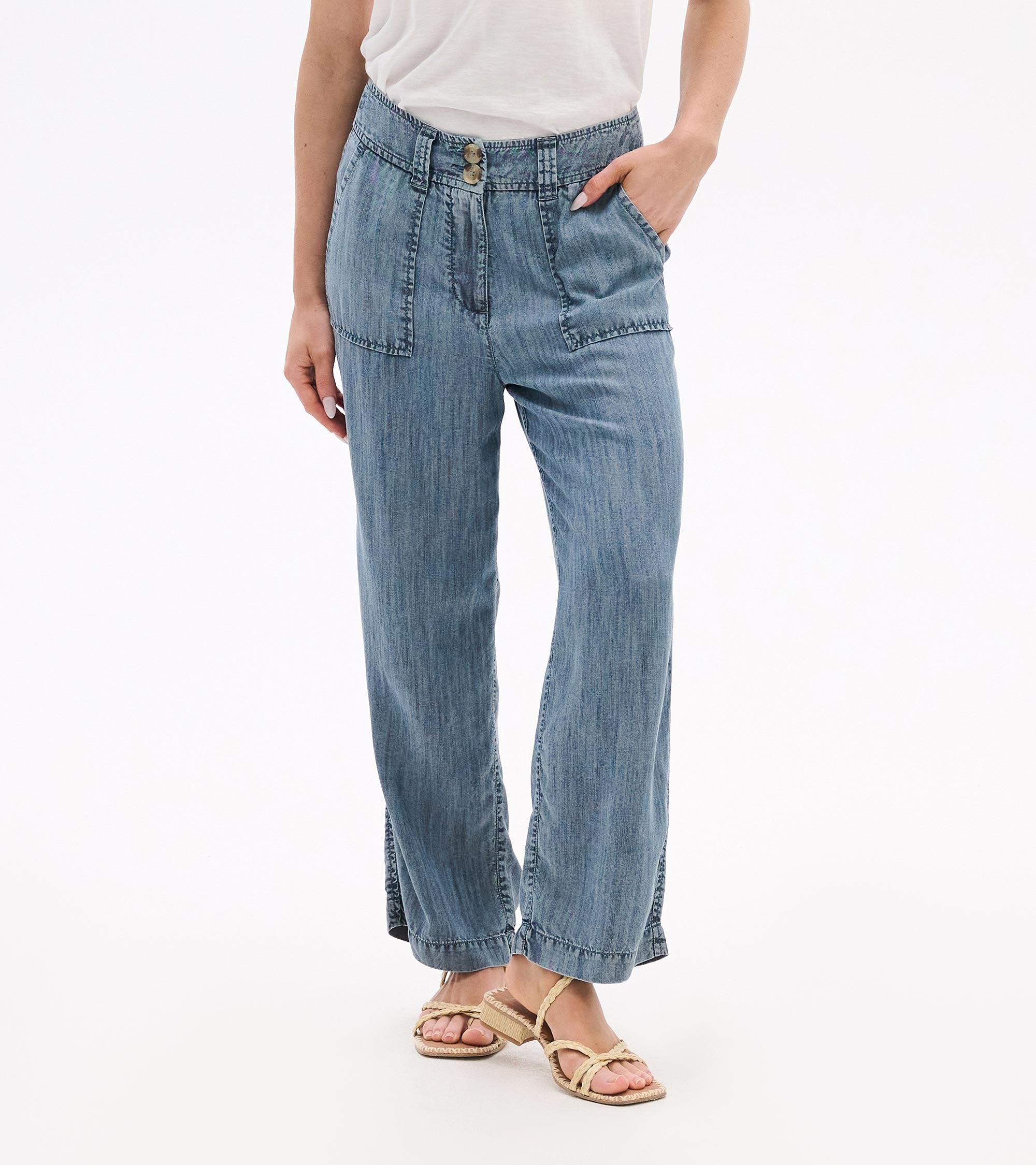 Hatley Sophie Wide Leg Pants - Blue Acid Rinse