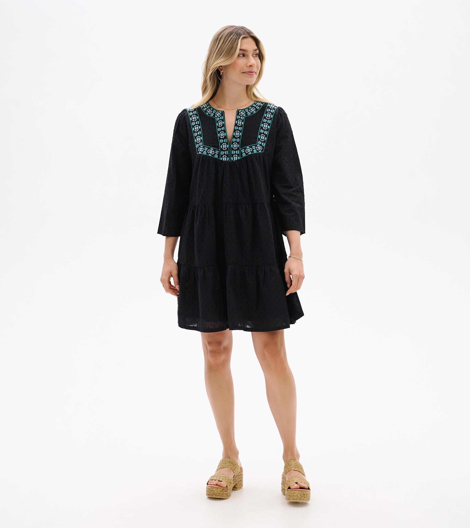 Hatley Amira Tiered Dress - Black Swiss Dot