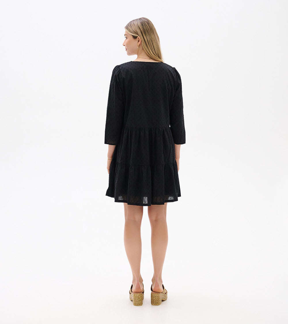Hatley Amira Tiered Dress - Black Swiss Dot