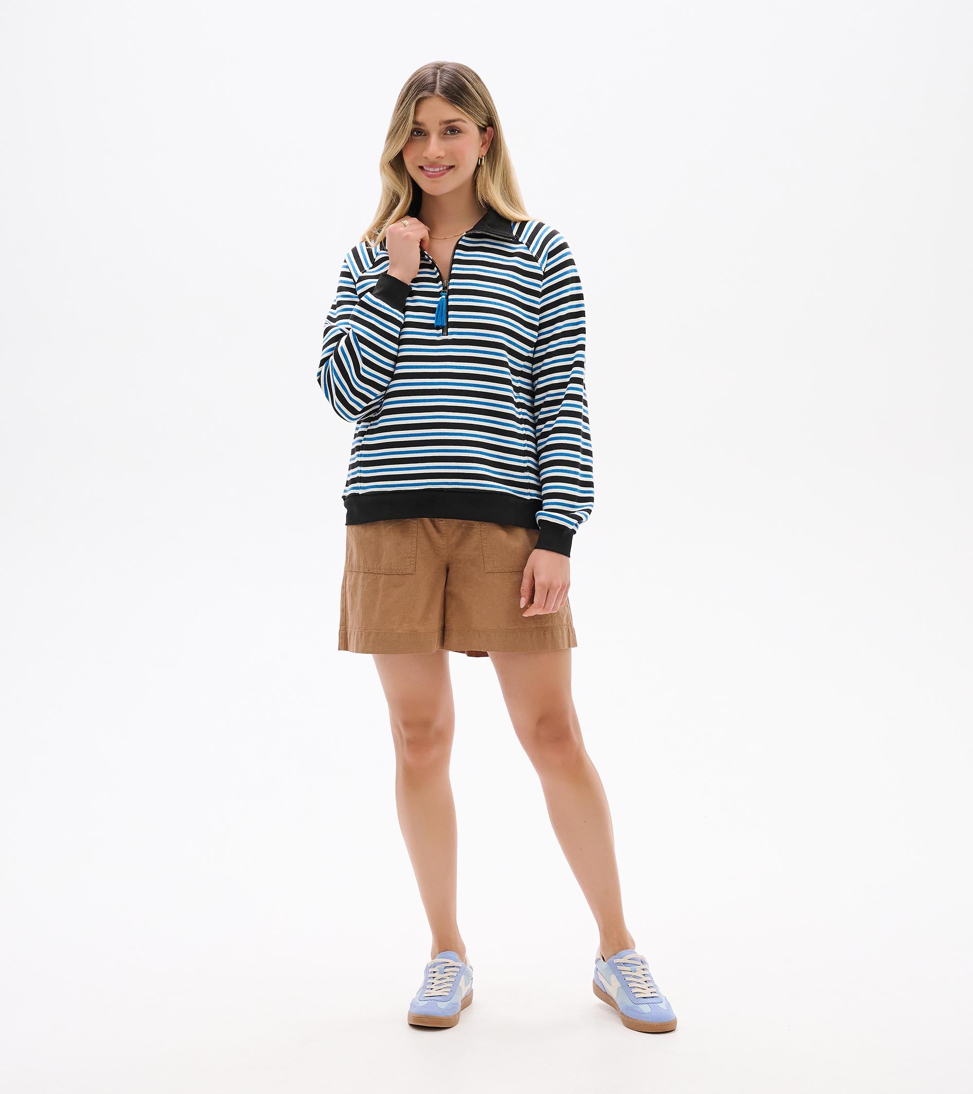 Hatley Mock Neck Pullover - Black Stripes