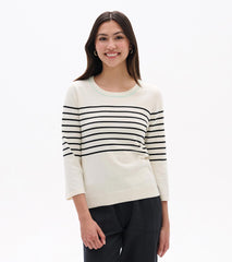 Hatley 3/4 Sleeve Knit Top - Black Stripes