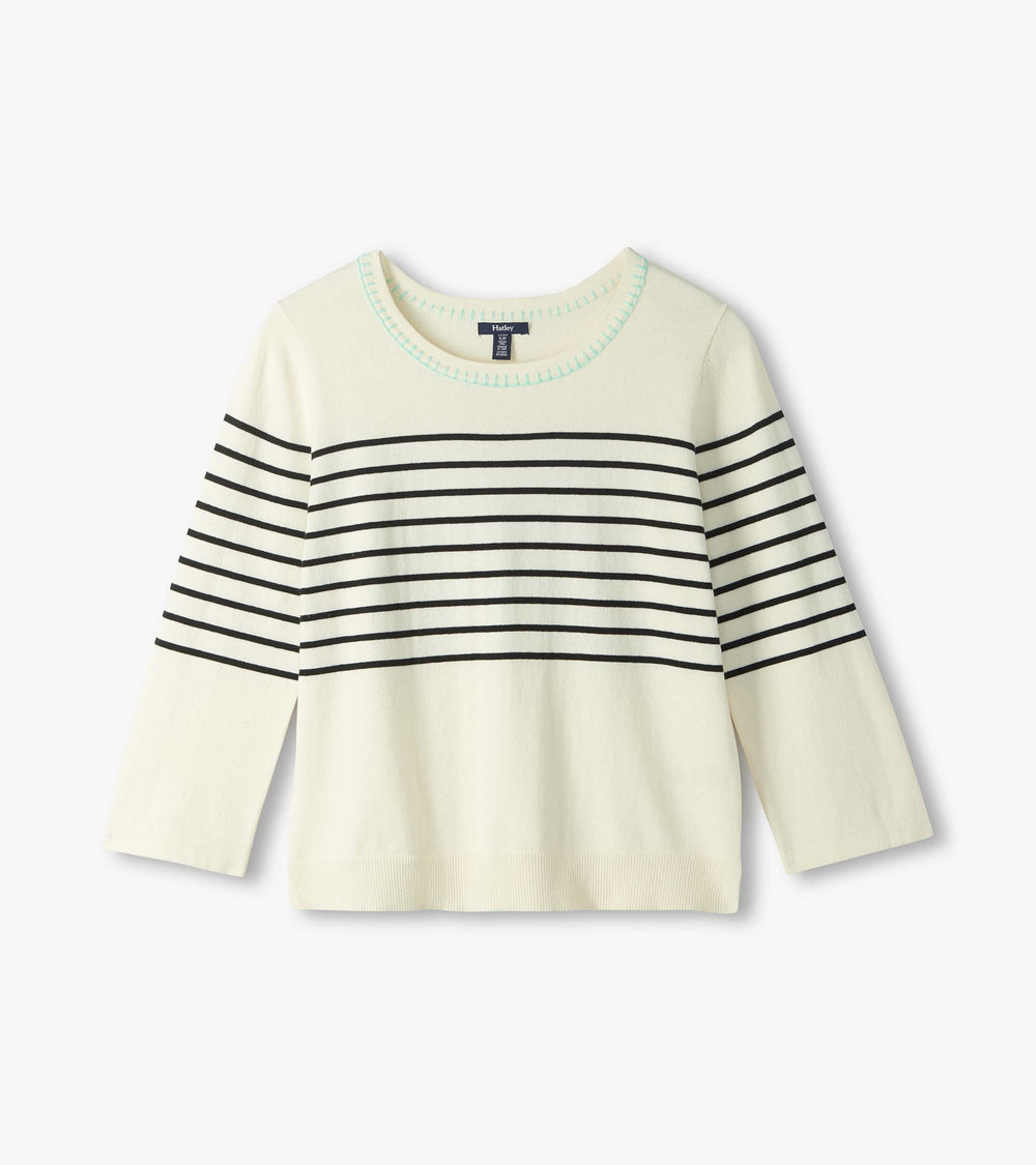 Hatley 3/4 Sleeve Knit Top - Black Stripes