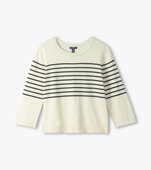 Hatley 3/4 Sleeve Knit Top - Black Stripes