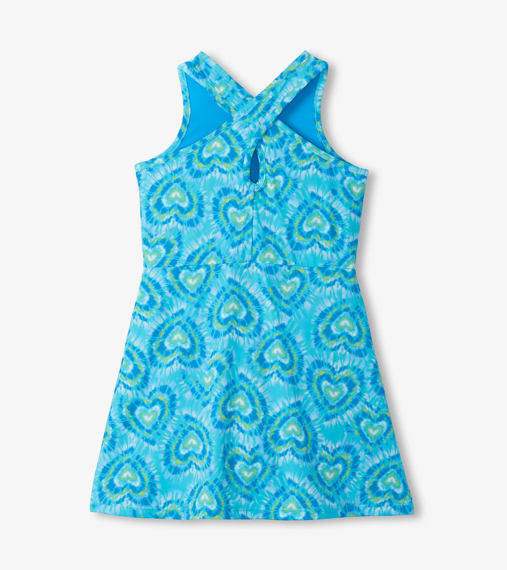 Hatley Girls Blue Candy Hearts Active A-Line Dress