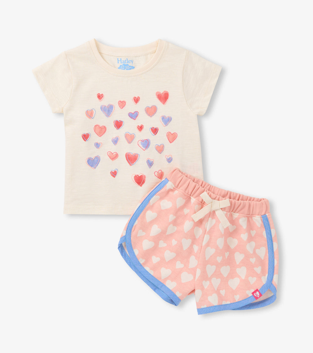 Hatley Baby & Toddler Girls Puffy Hearts T-Shirt & Short Set