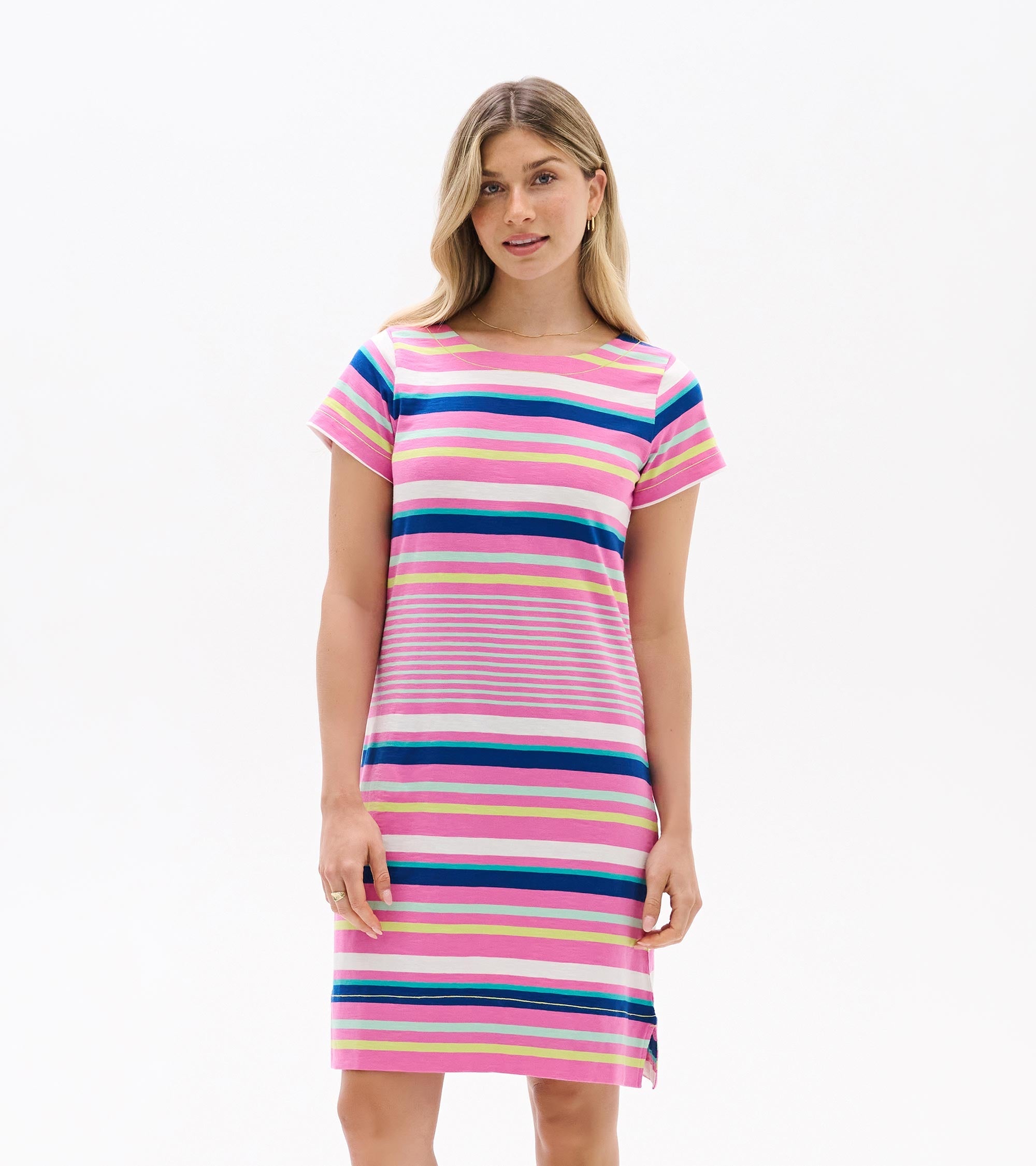 Hatley Zip-Back Tee Dress - Cheery Stripes