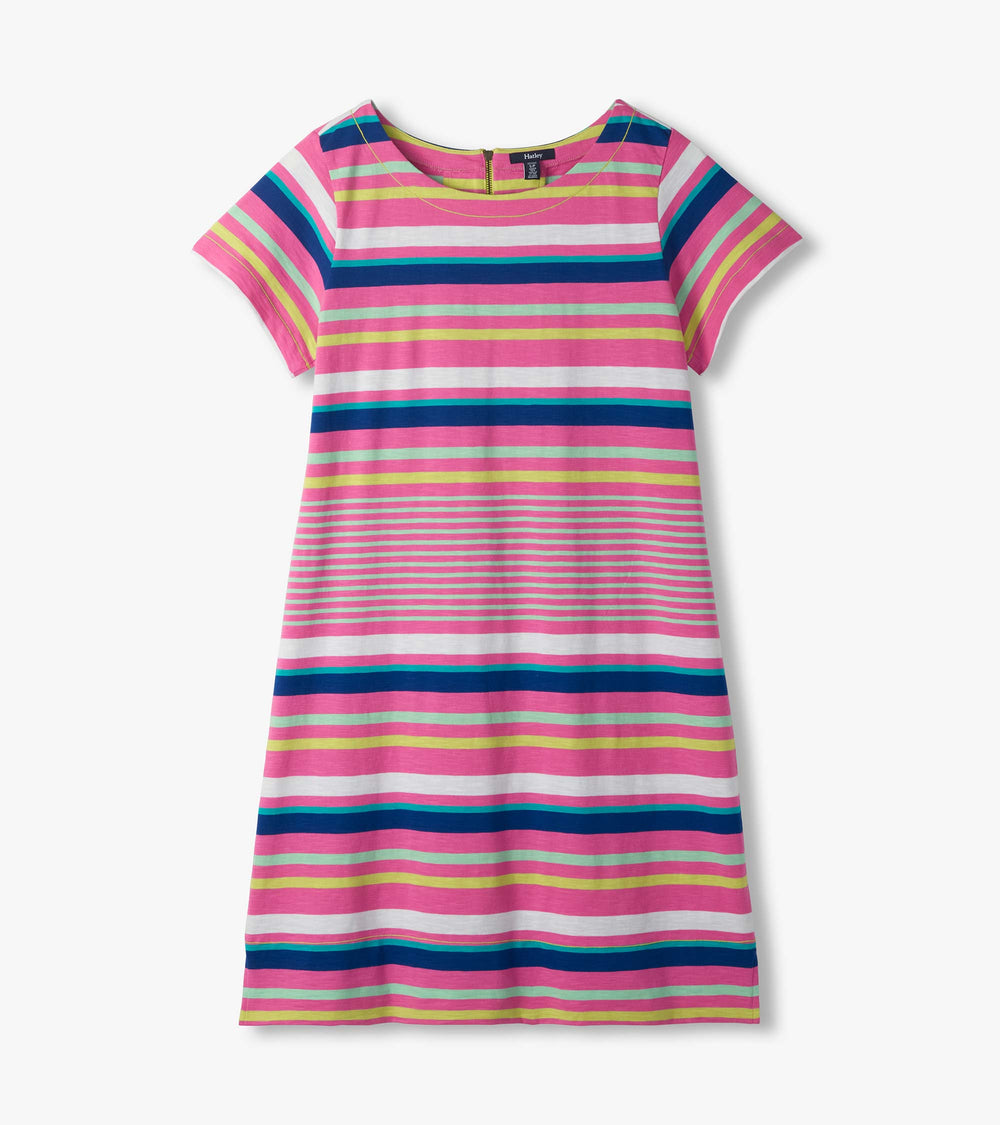 Hatley Zip-Back Tee Dress - Cheery Stripes