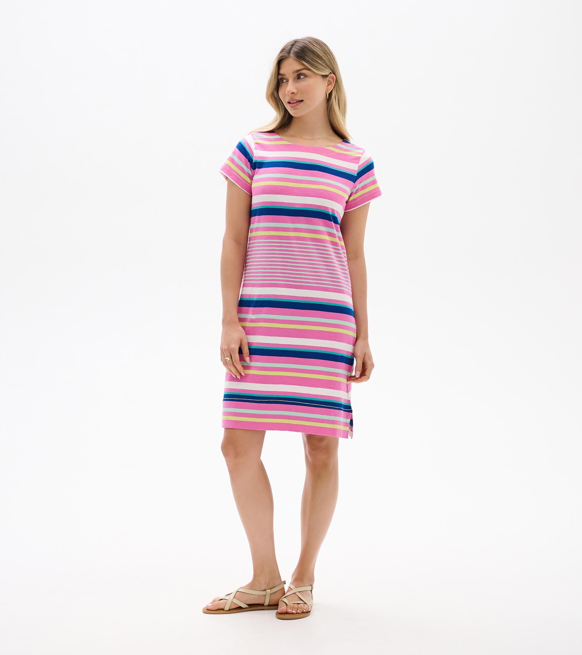 Hatley Zip-Back Tee Dress - Cheery Stripes
