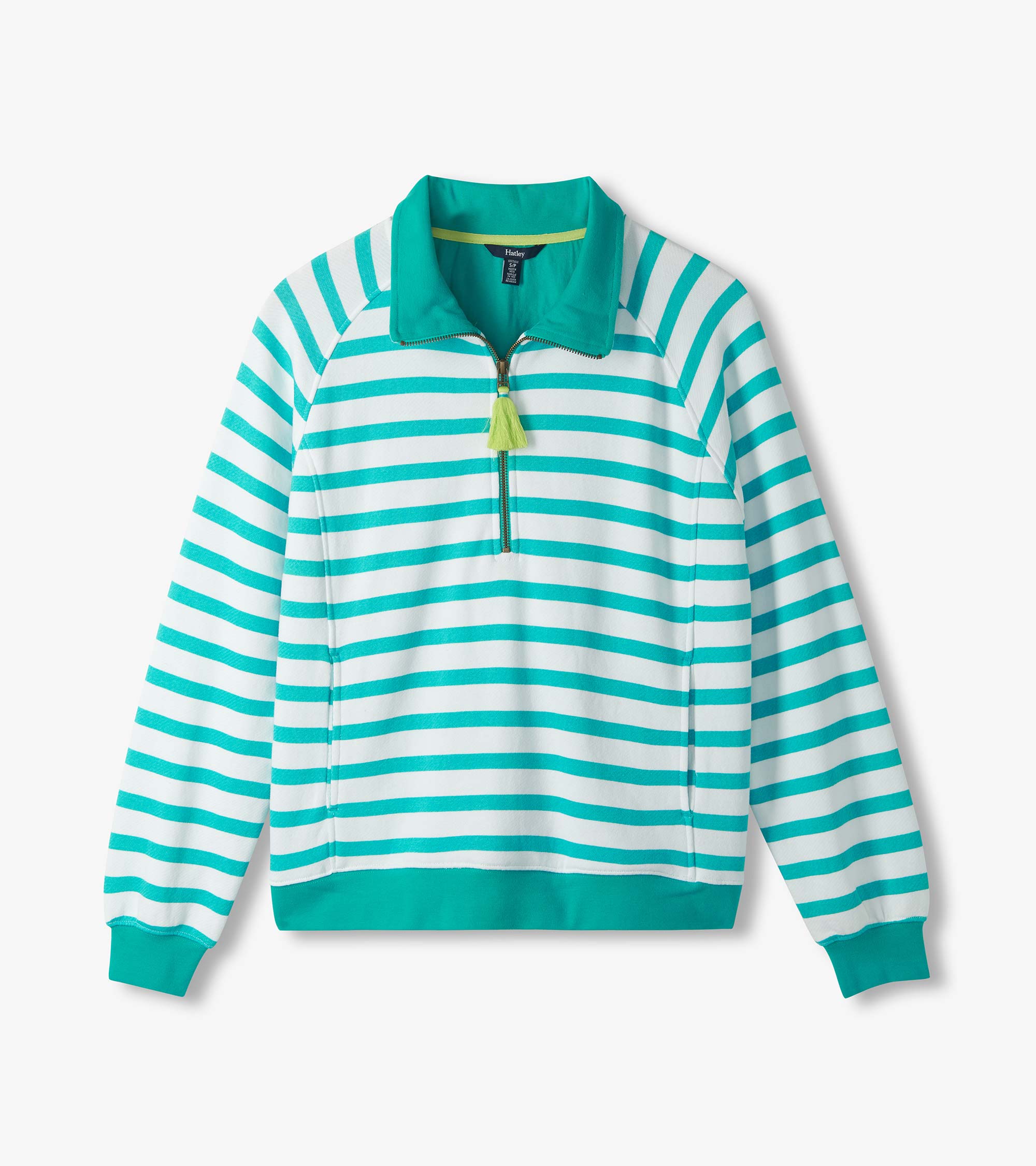 Hatley Mock Neck Pullover - Green Ceramic Stripes