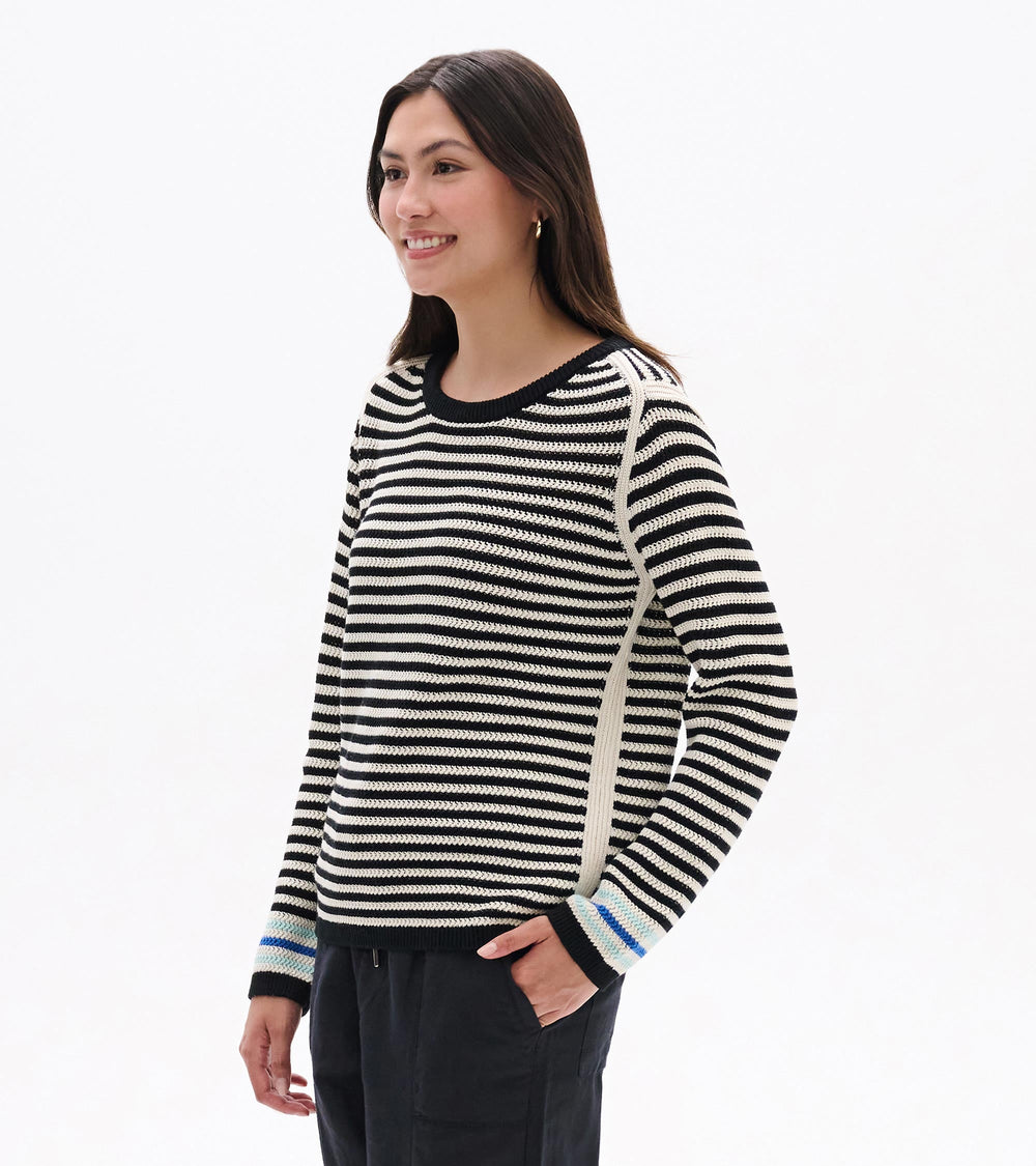 Hatley Pointelle Stripe Sweater - Classic Black