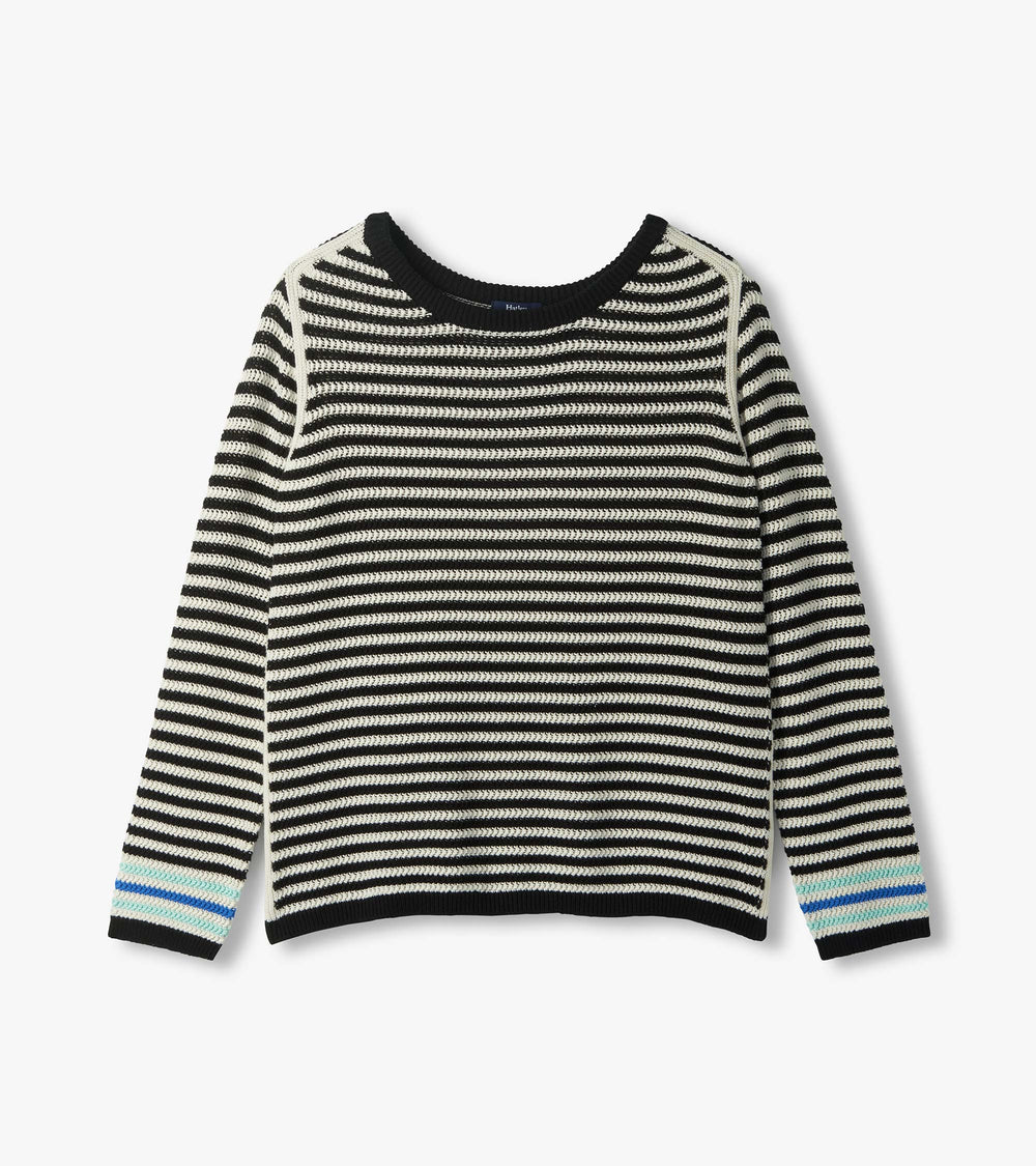 Hatley Pointelle Stripe Sweater - Classic Black