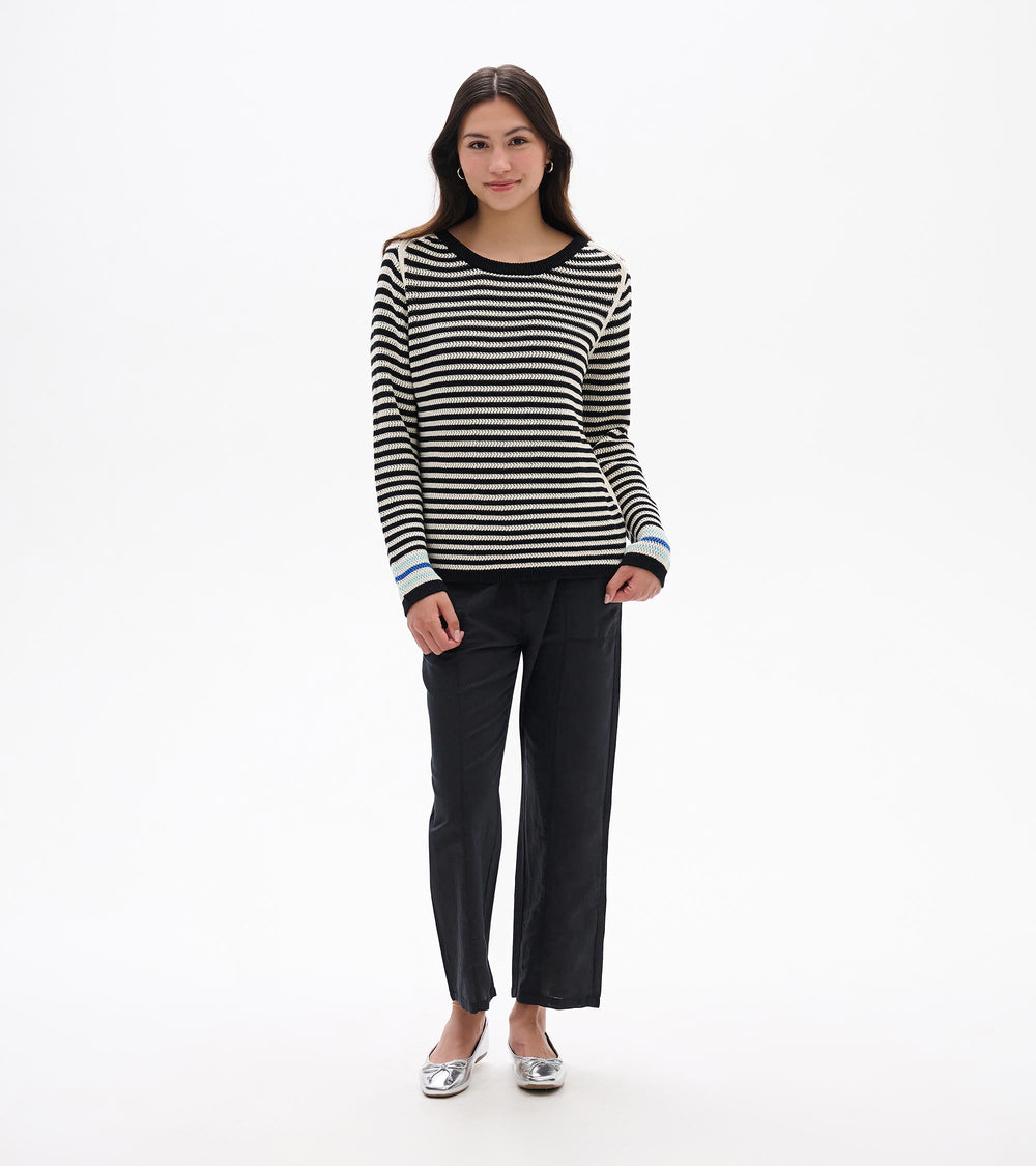 Hatley Pointelle Stripe Sweater - Classic Black