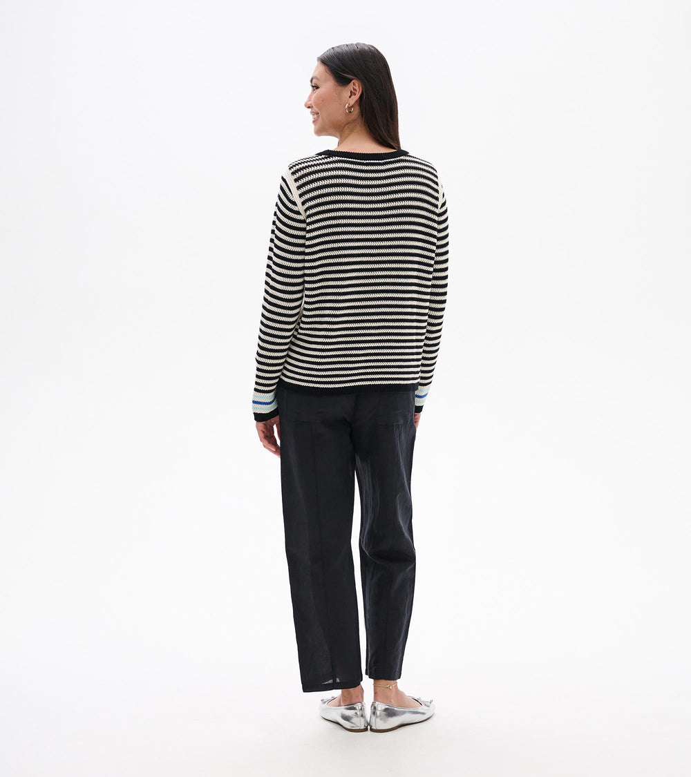 Hatley Pointelle Stripe Sweater - Classic Black