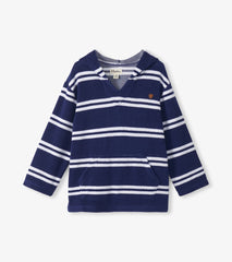 Hatley Boys Navy Stripes Hooded Long Sleeve Cover-Up