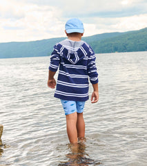 Hatley Boys Navy Stripes Hooded Long Sleeve Cover-Up