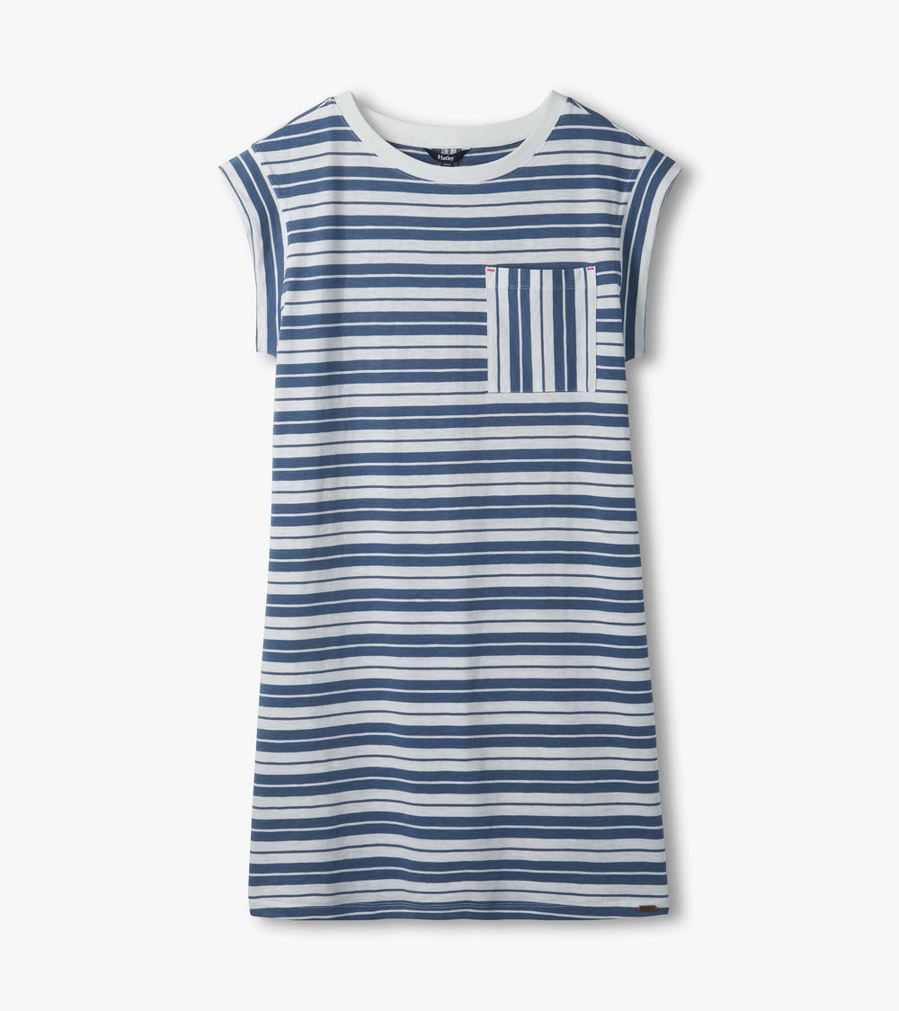 Hatley Pocket Tee Dress - Double Blue Horizon