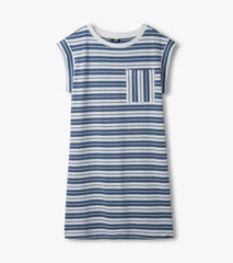 Hatley Pocket Tee Dress - Double Blue Horizon