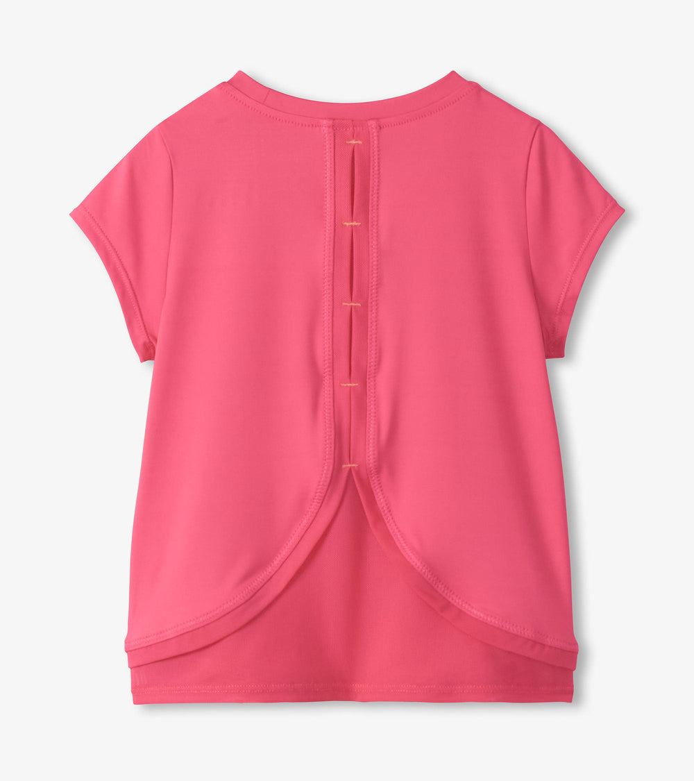 Hatley Girls Fandango Pink Mesh Trim T-Shirt