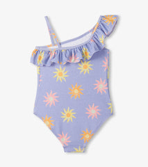 Hatley Girls Lavender Sunshine One-Shoulder Swimsuit