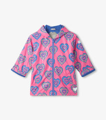 Hatley Girls Color Changing Heart Burst Zip-Up Rain Jacket