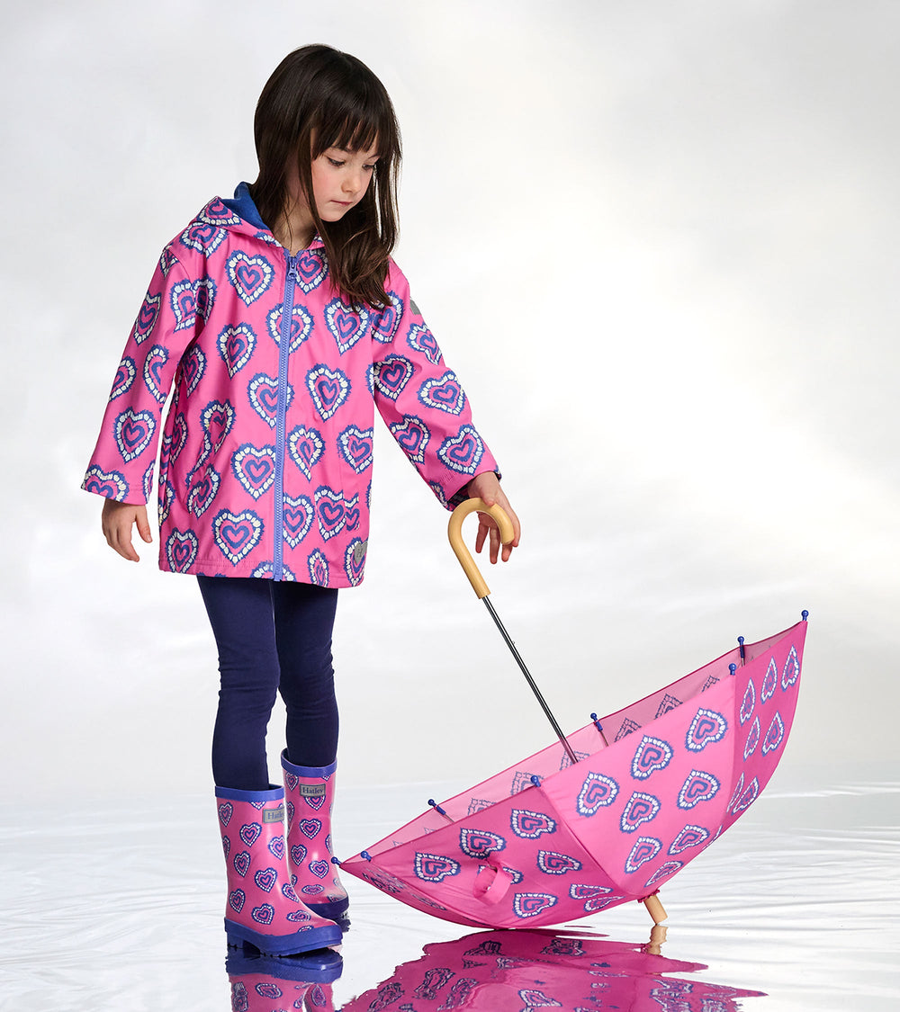 Hatley Girls Color Changing Heart Burst Zip-Up Rain Jacket