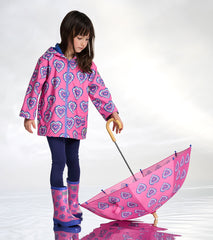 Hatley Girls Color Changing Heart Burst Zip-Up Rain Jacket