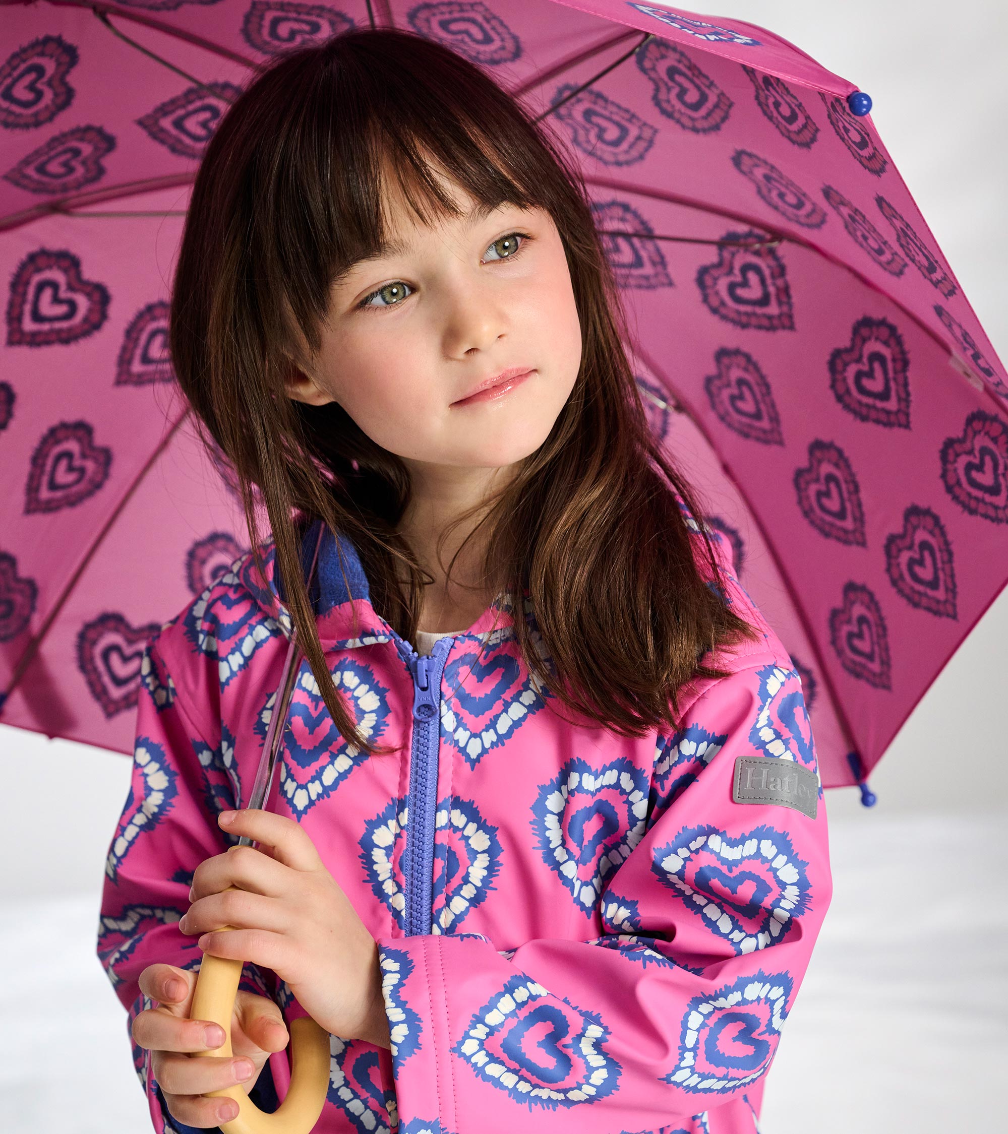 Hatley Girls Color Changing Heart Burst Zip-Up Rain Jacket