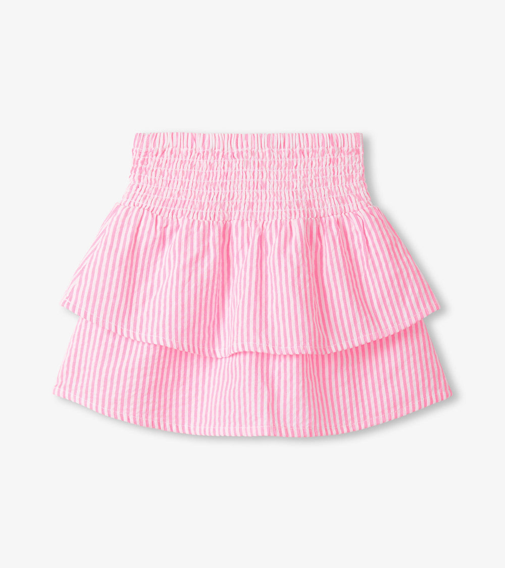 Hatley Girls Neon Pink Seersucker Smocked Waist Skirt