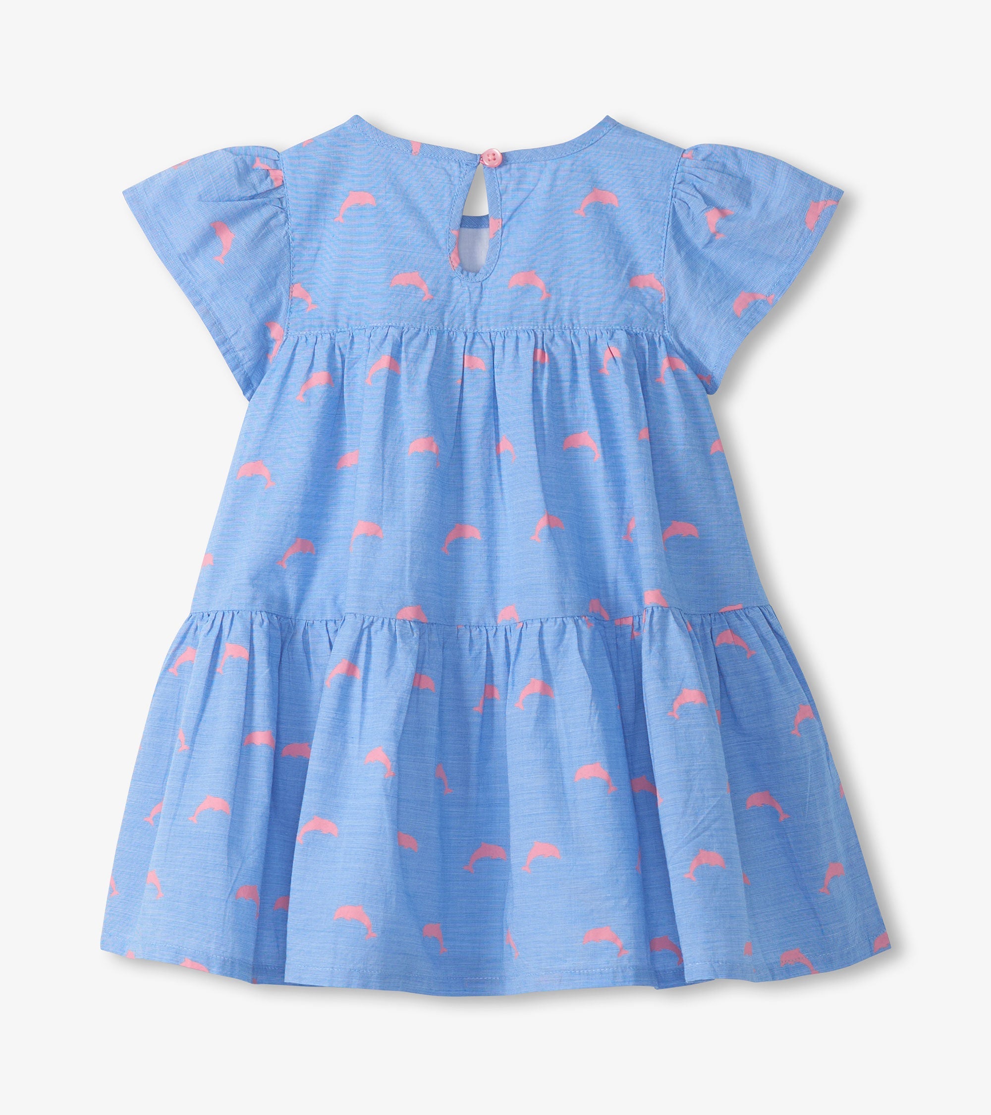Hatley Baby & Toddler Girls Little Pink Dolphins Oxford Woven Cake Puff Dress