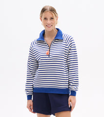 Hatley Mock Neck Pullover - Mezarine Blue Stripes