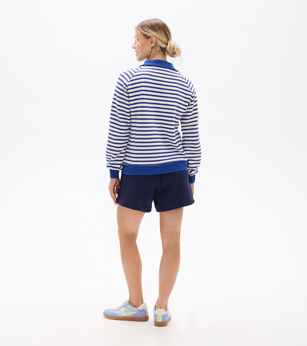 Hatley Mock Neck Pullover - Mezarine Blue Stripes