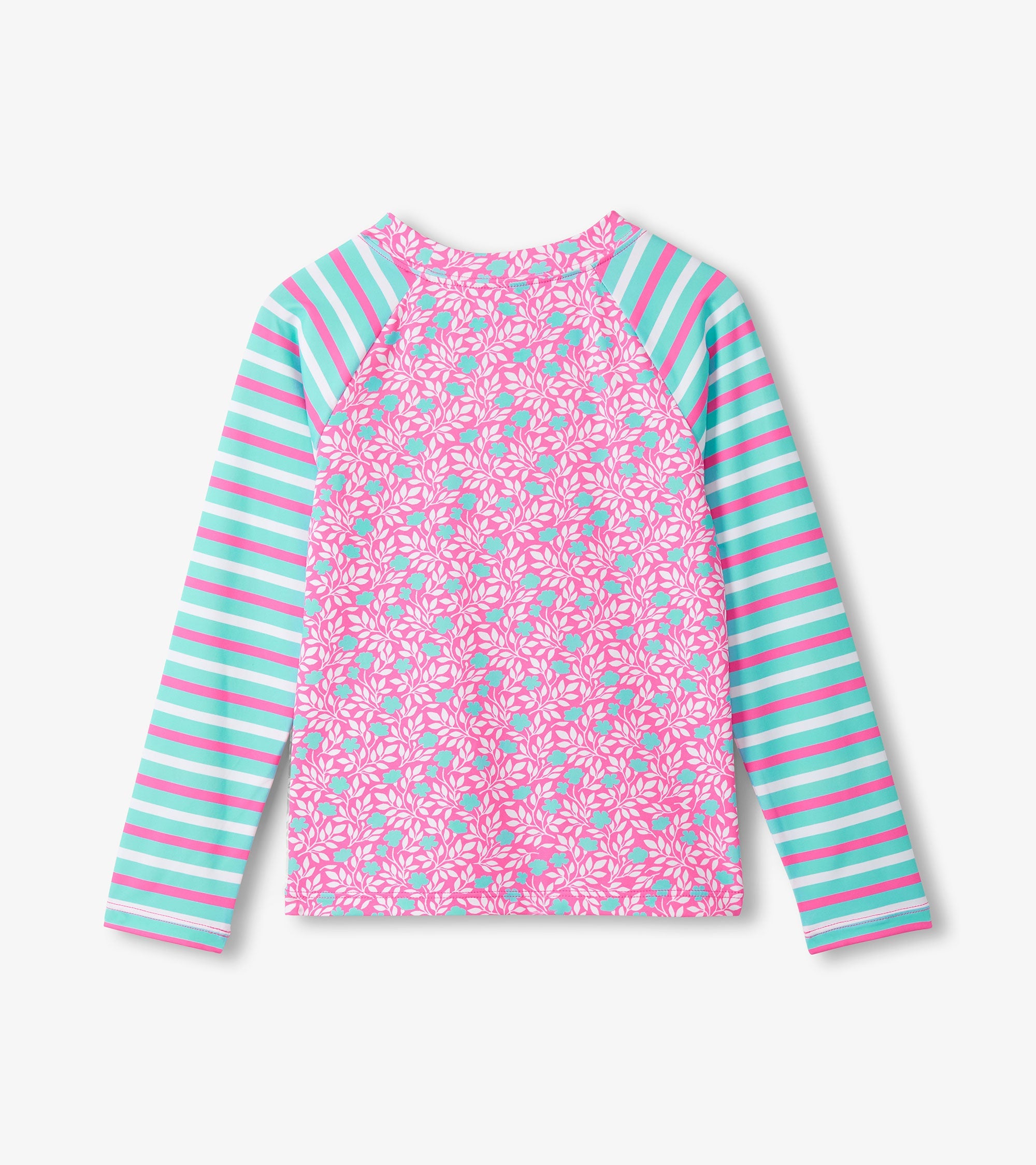 Hatley Girls Pink Floral Stripes Long Sleeve Rashguard