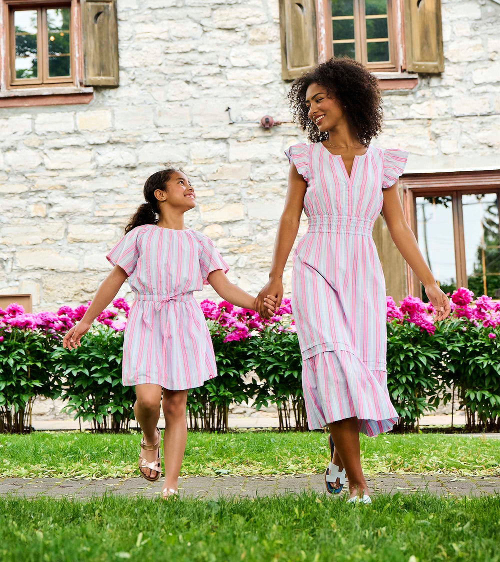 Hatley Girls Neon Chambray Stripes Woven Play Dress